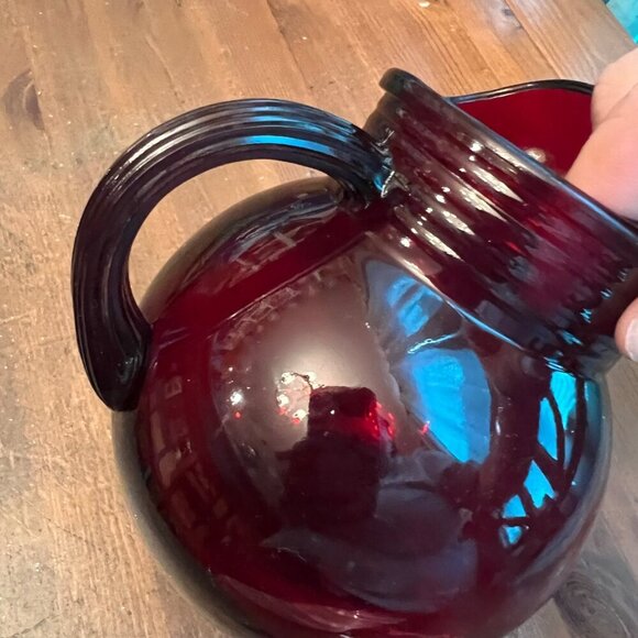 Vintage Ruby Red Glass 42oz Jug Pitcher by Anchor Hocking Glass - Picture 8 of 8